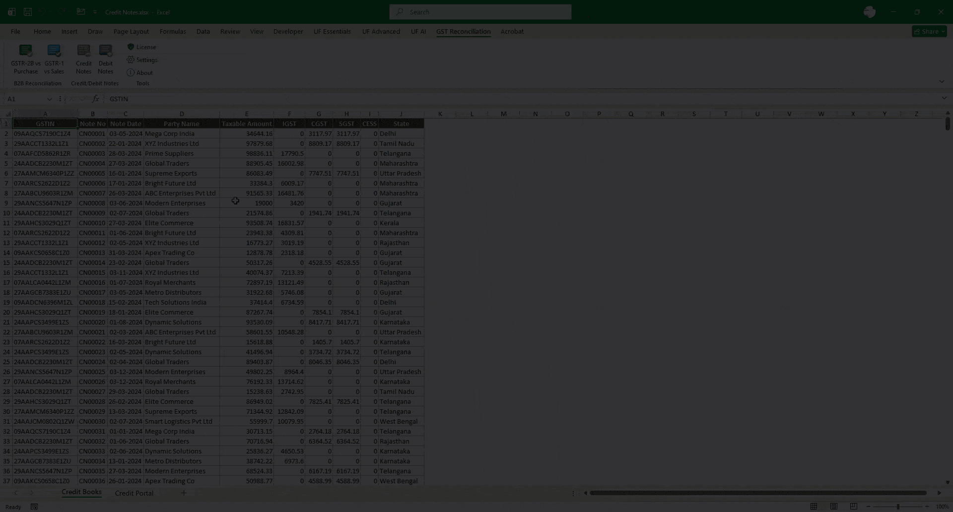 Credit Notes Reconciliation in Excel